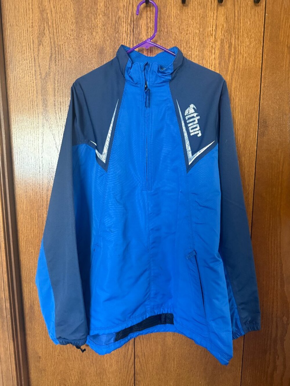 THOR MX Motocross Jacket XXL Blue Navy Silver Lightweight Performance Windbreake